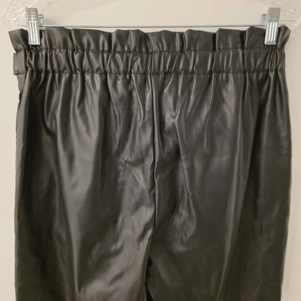 Mi Ami For Francescas Faux‎ Leather Paperbag Pants Black Tie-Waist Large NEW